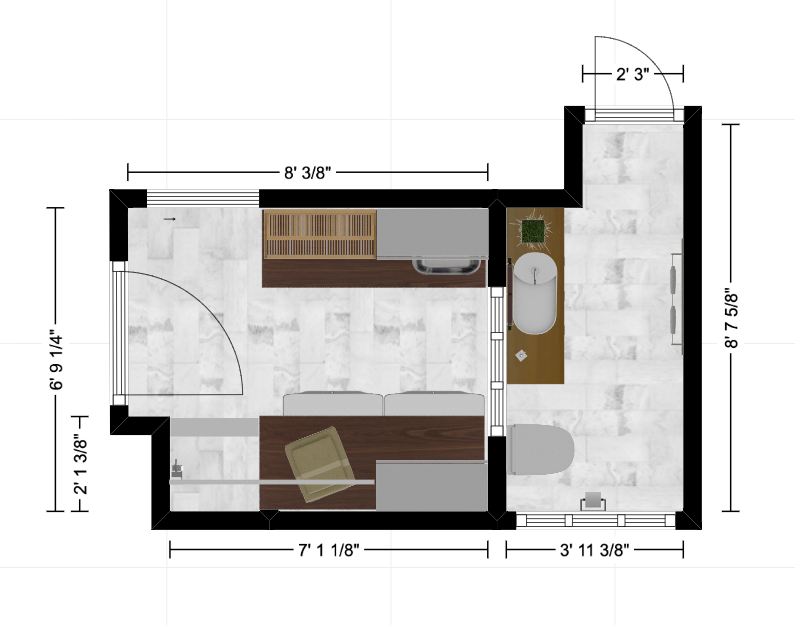 Floor plan of a laundry room with dog washing station- New Interior Solutions