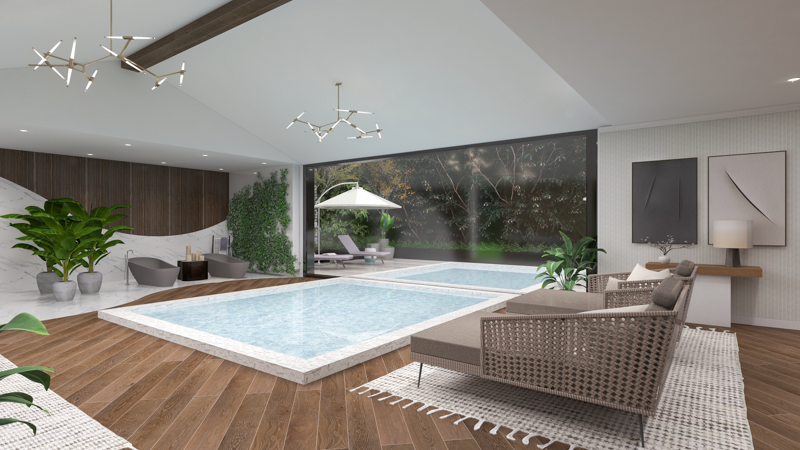 Master bath indoor pool 3D rendering