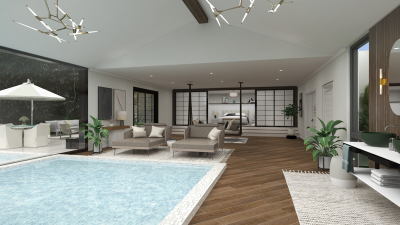 Indoor pool 3D rendering