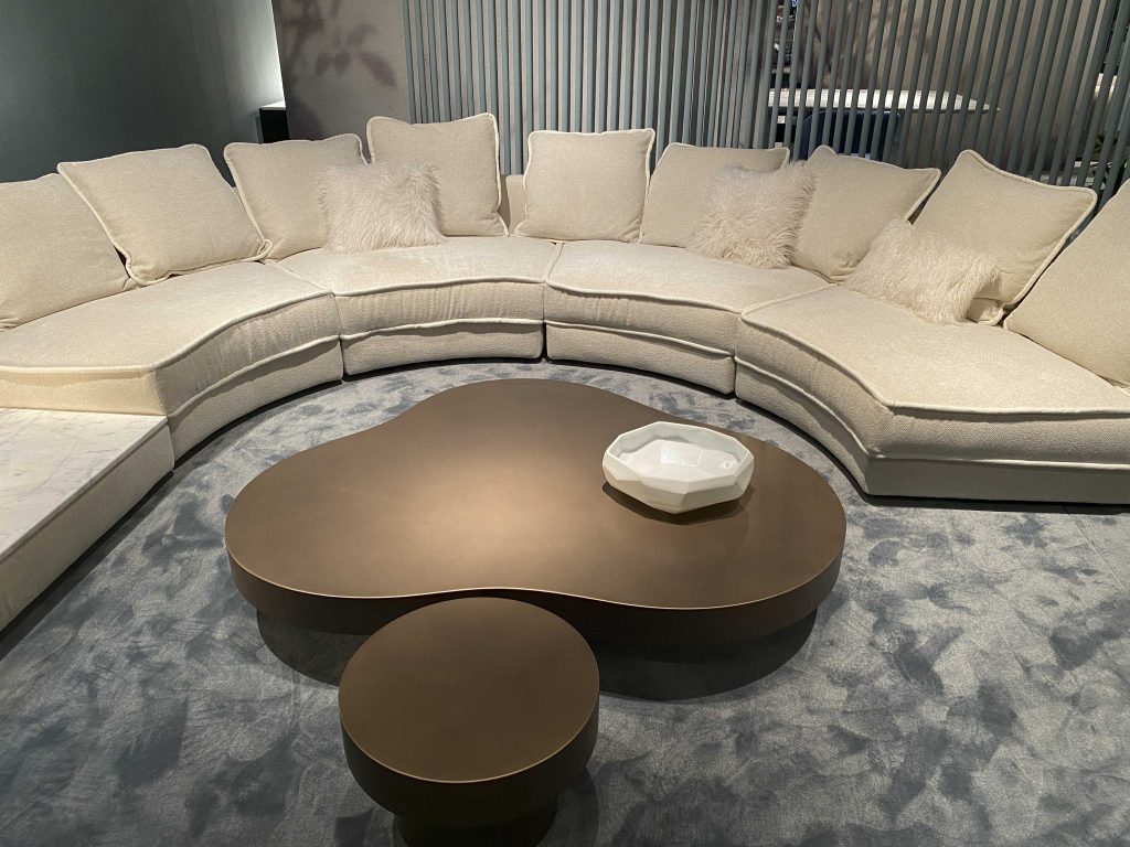 Curved modern sofa with curved coffee table