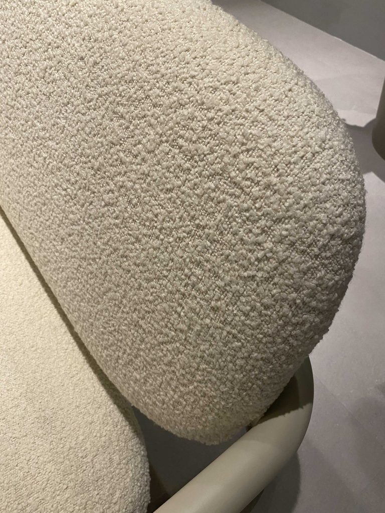 Bouclé fabric sofa back
