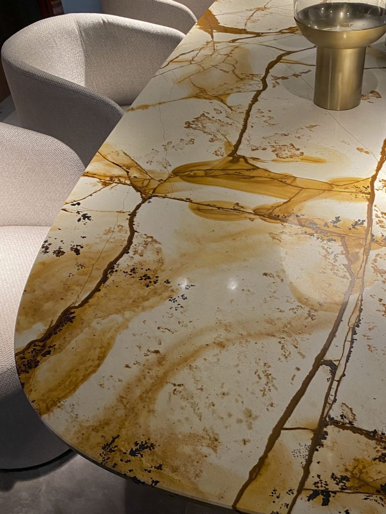 Brown and mustard stone table top