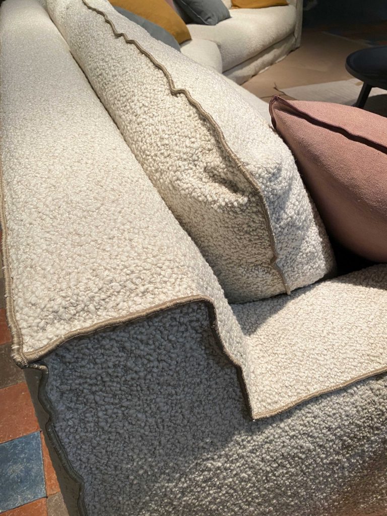 Modern sofa made with bouclé fabric