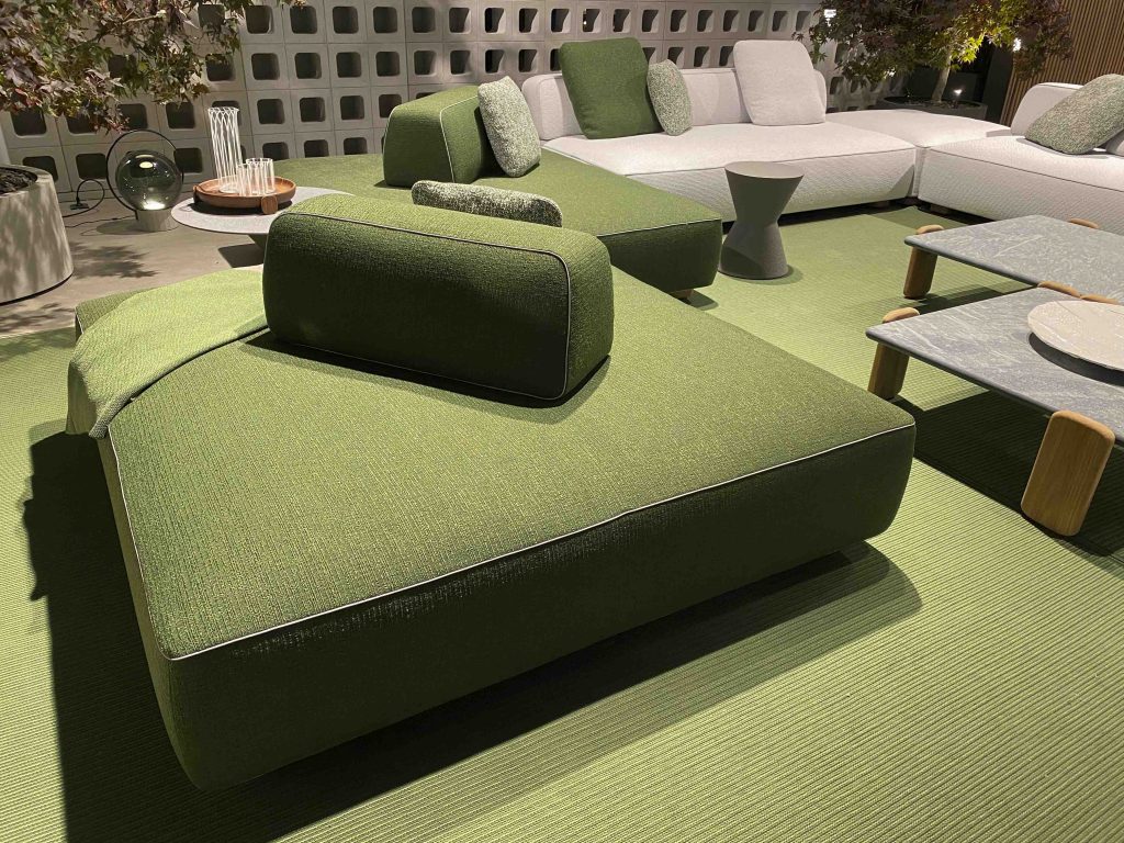Green sofa and ottoman