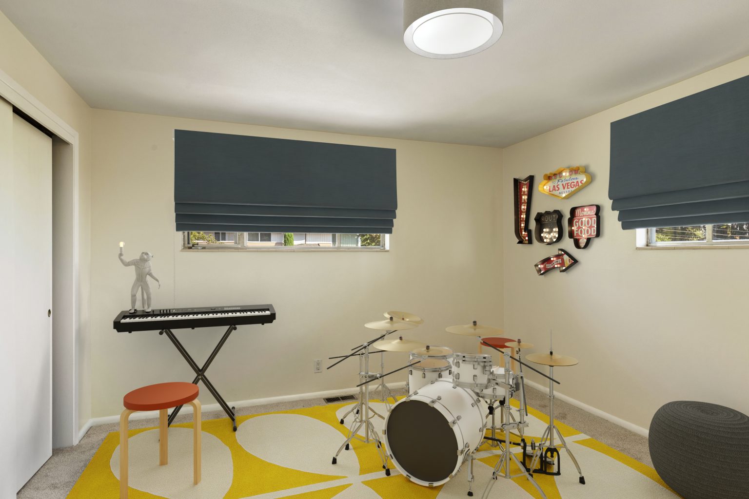 Music room virtually staged